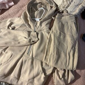 Tan Hoodie and Joggers Set Lulu